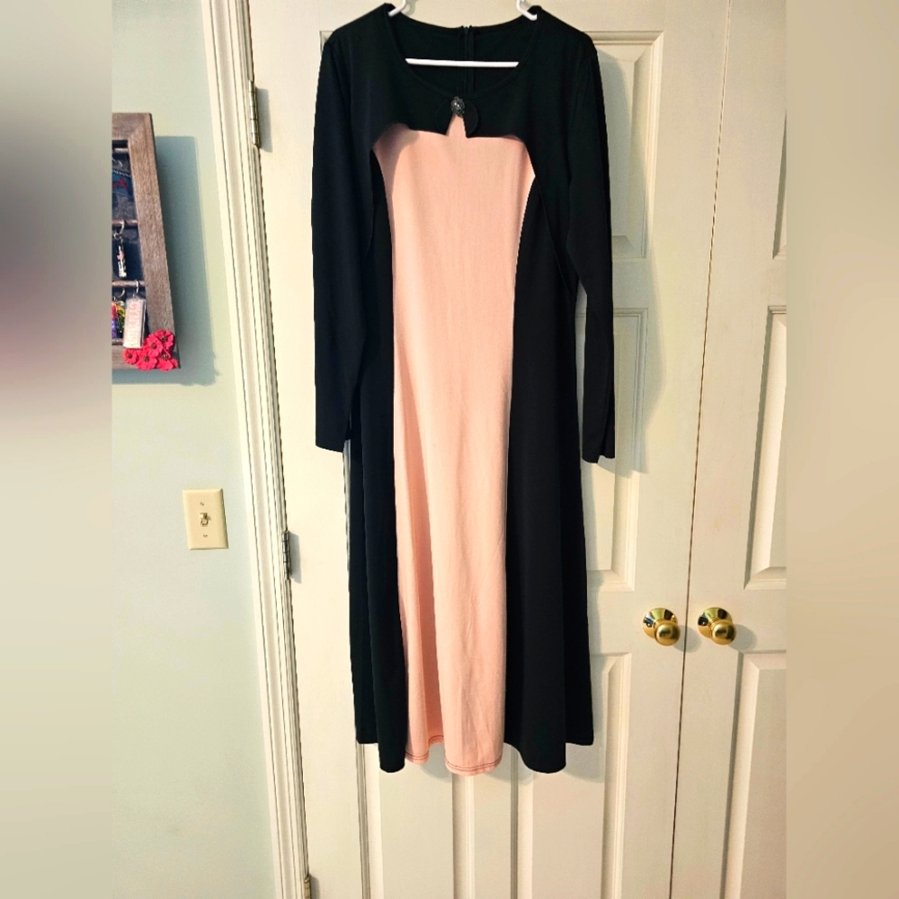 Women's Peach and Black Dress